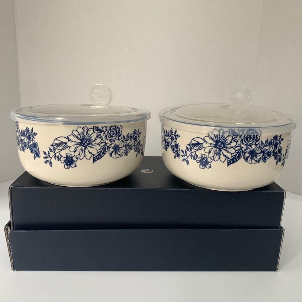 NICE! 👀 Pfaltzgraff Gabriela Blue Ceramic Food Storage and Serve Containers (2)